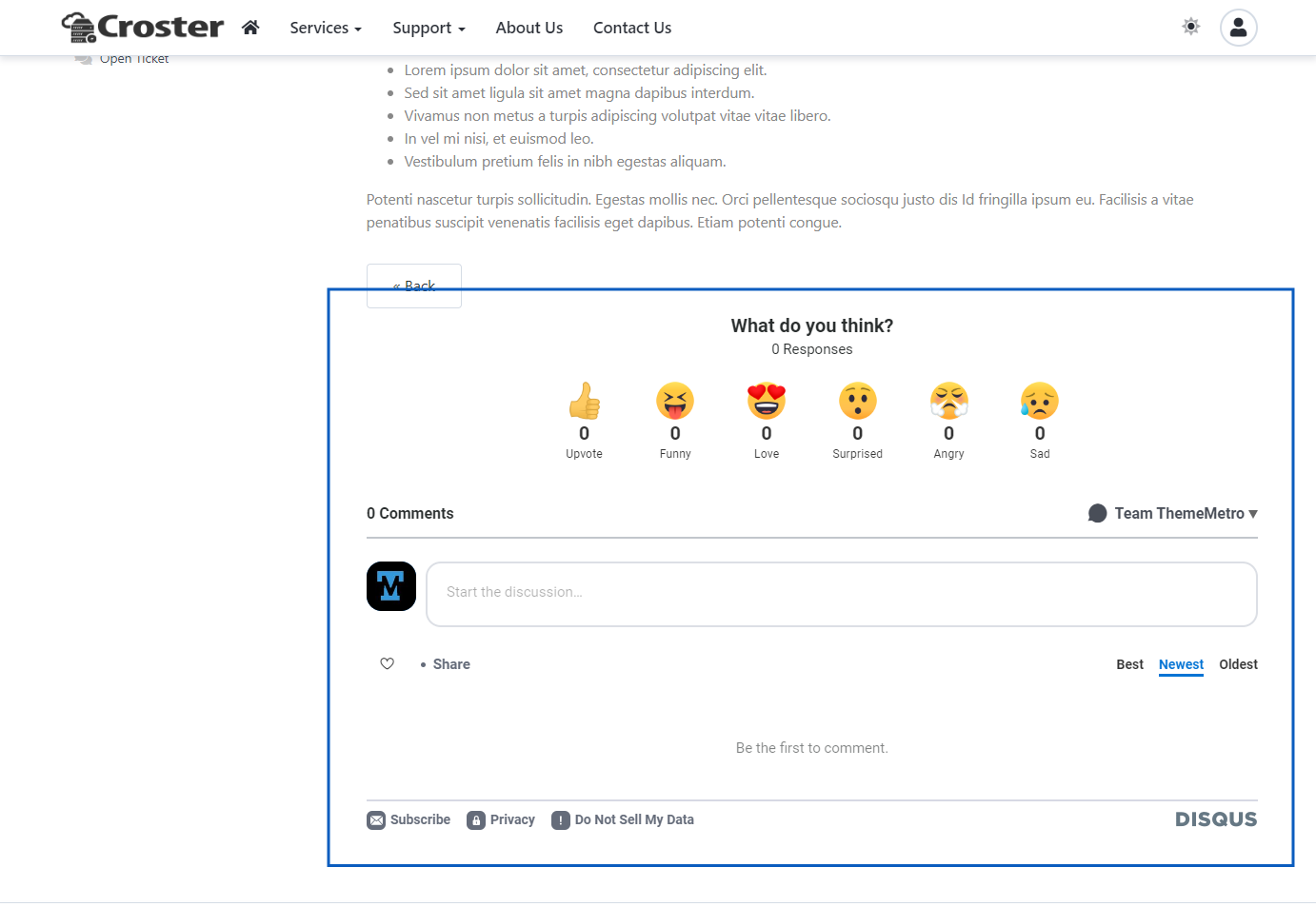 Croster WHMCS Theme - Discus Comments Preview