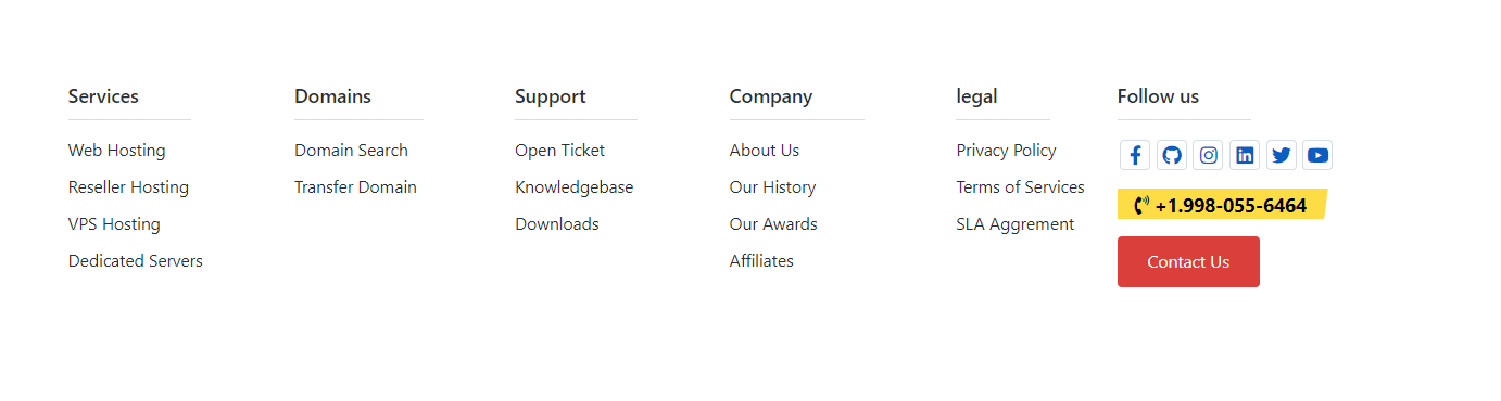 Croster WHMCS Theme - Menu Column Left