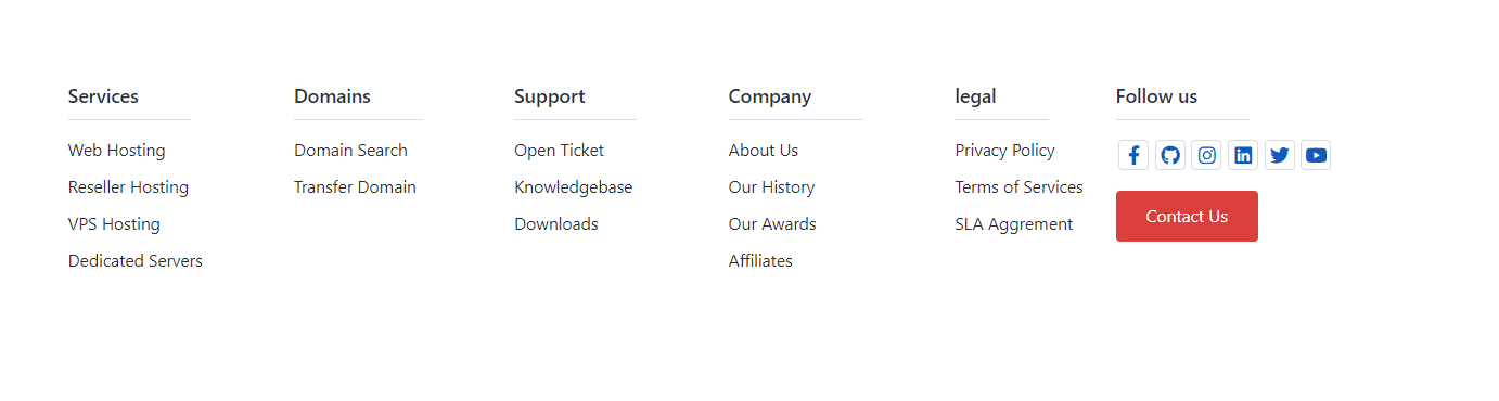 Croster WHMCS Theme - Two Column Footer