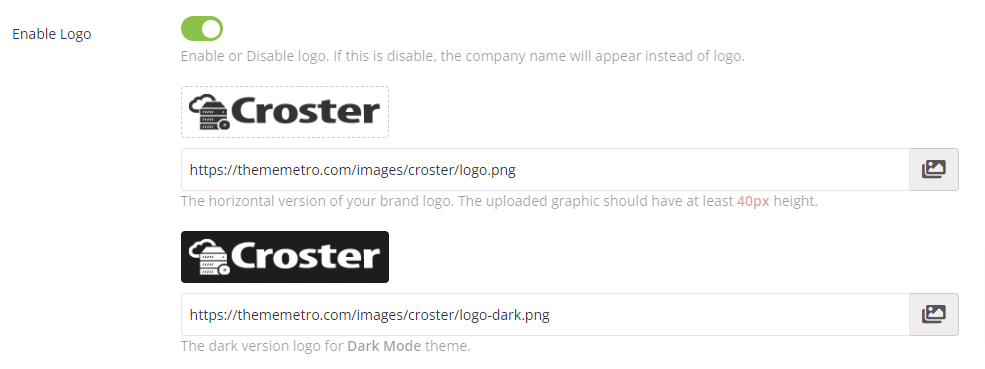 Croster WHMCS Theme - Logo Options